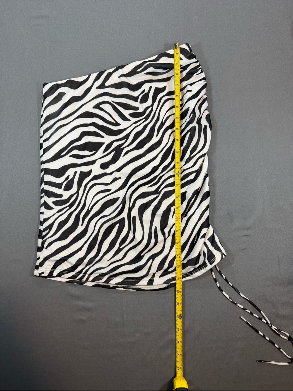 Princess Polly Black & White Zebra Strapless Ruched Side Crop Top - Picture 6 of 6